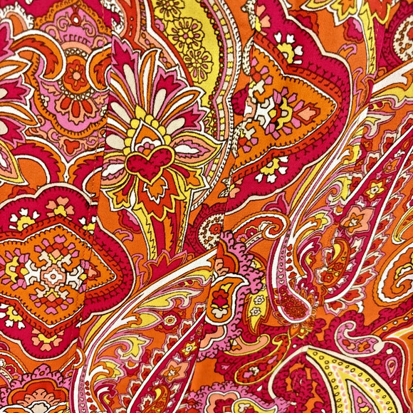 Vintage Talbots Silk Maxi Skirt Size 10 Pink Orange Yellow Paisley Lined Luxury - Picture 6 of 8